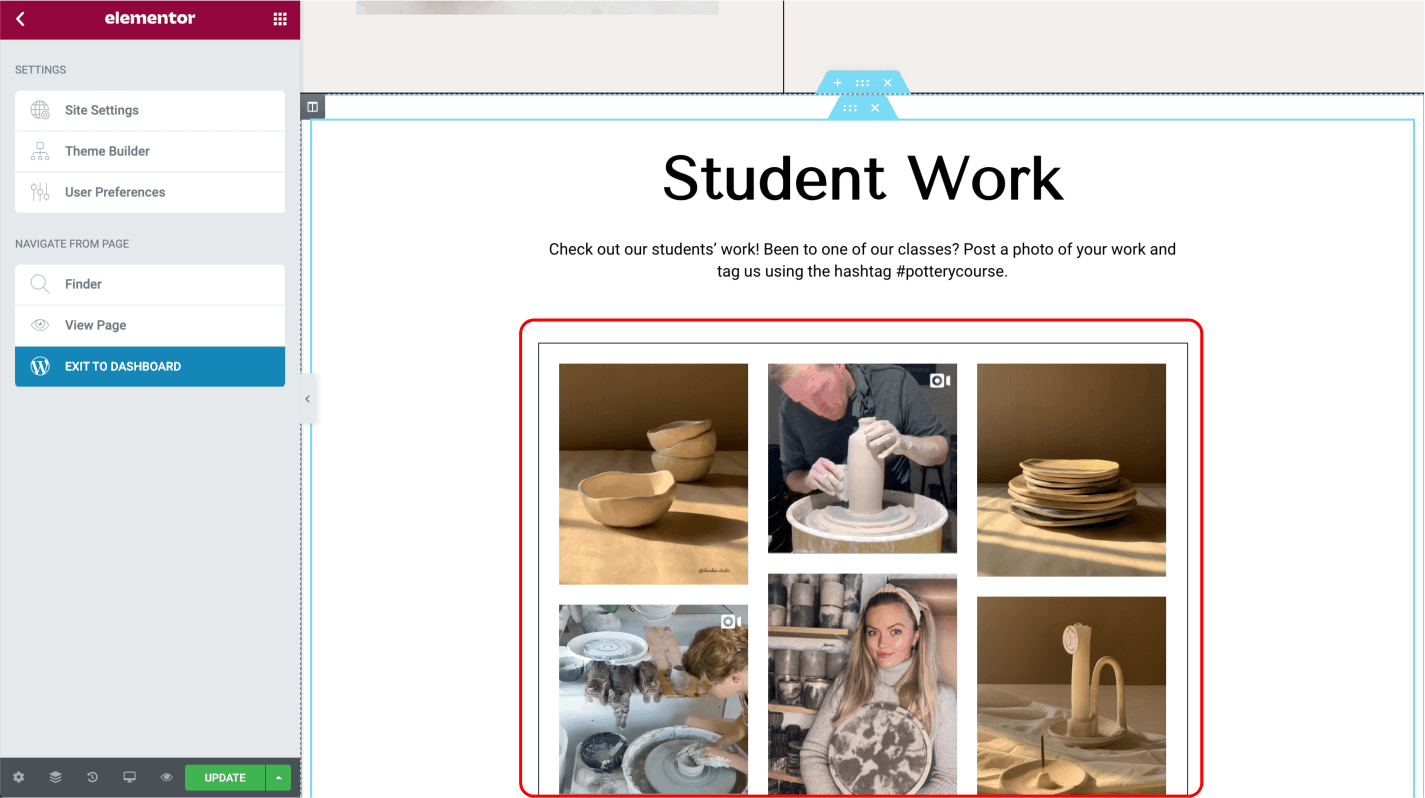 Live interactive preview within Elementor