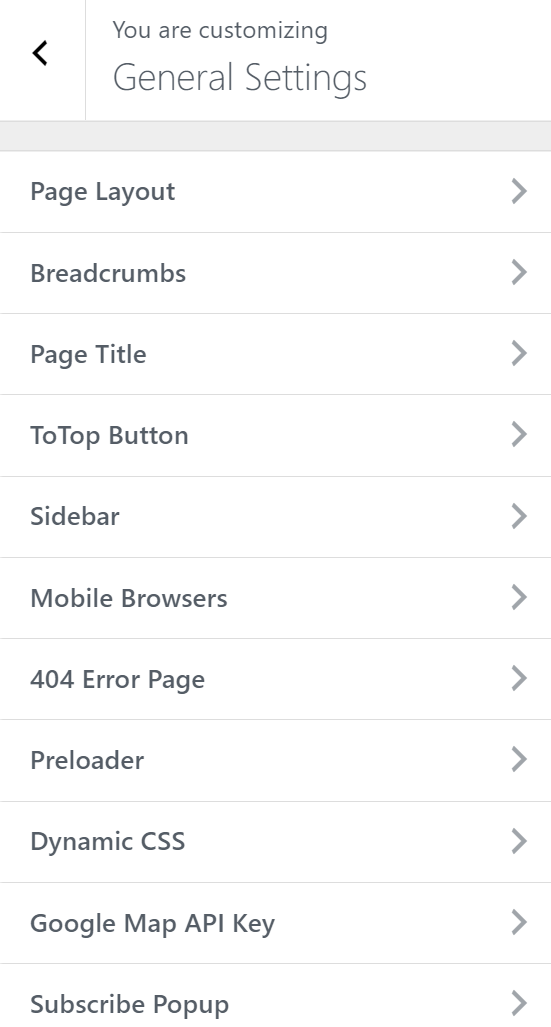 General settings