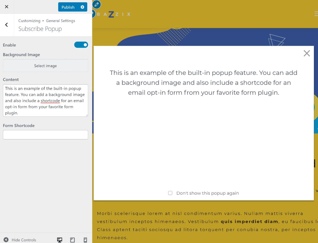 Built-in popup