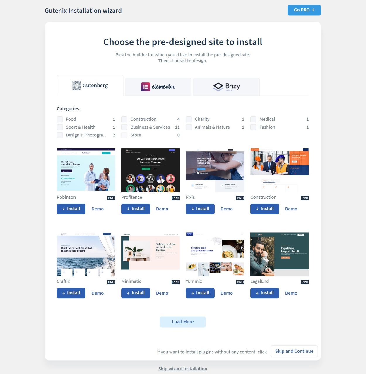 Gutenix theme demo sites