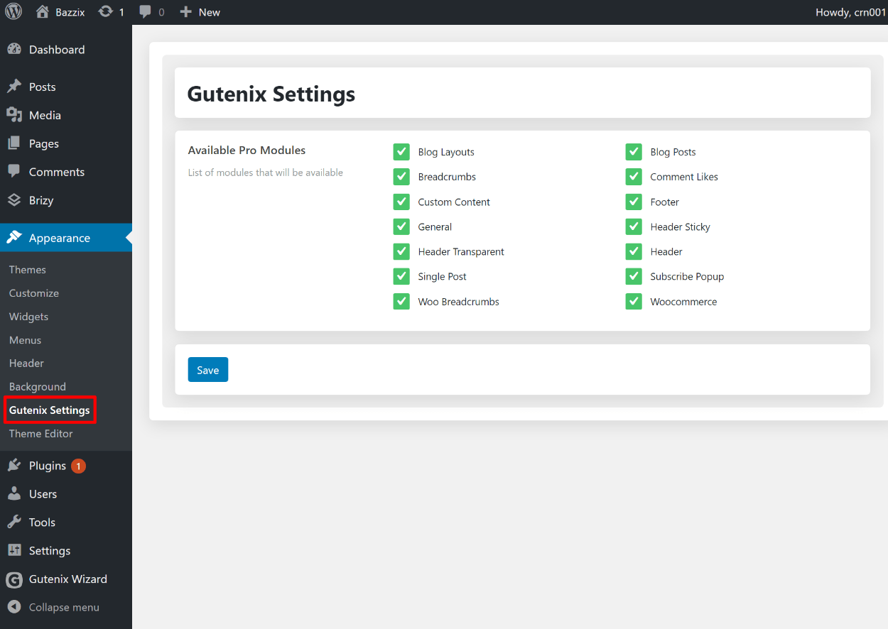 Enable modules