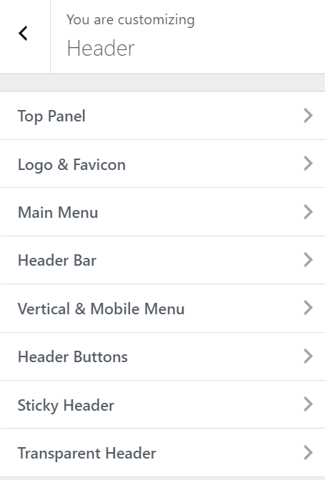 Header settings