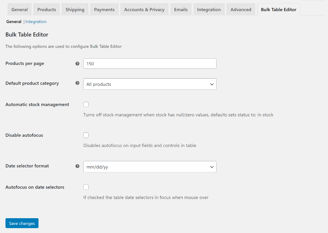 General settings