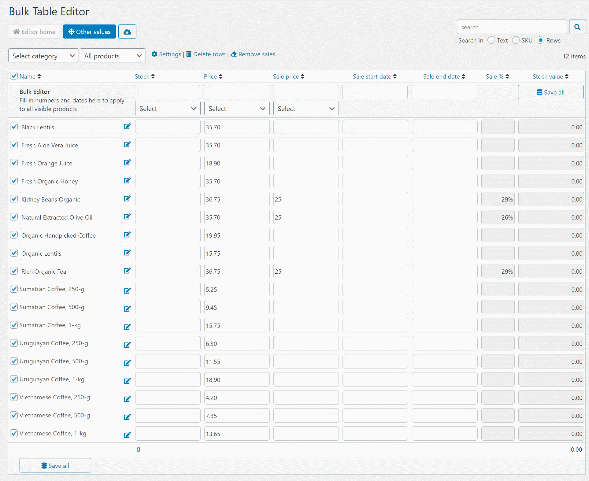 Bulk Table Editor round off feature