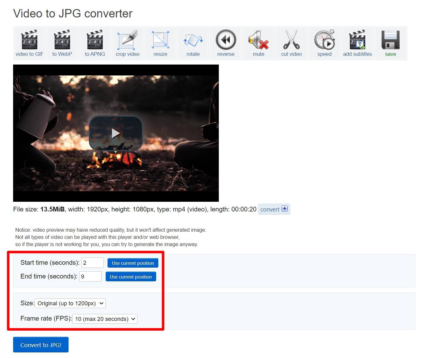 Converting video to images