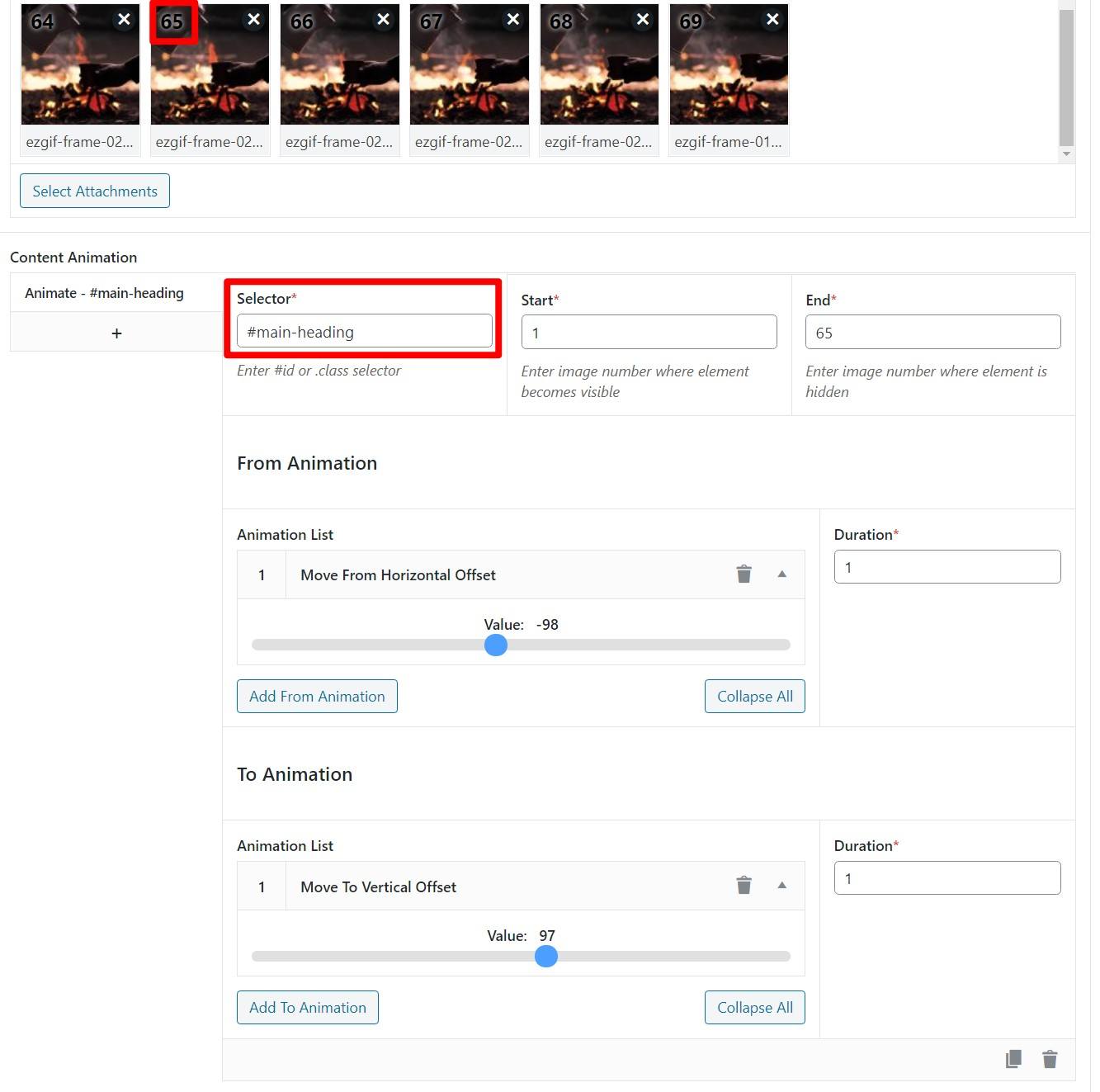 Customizing the animations