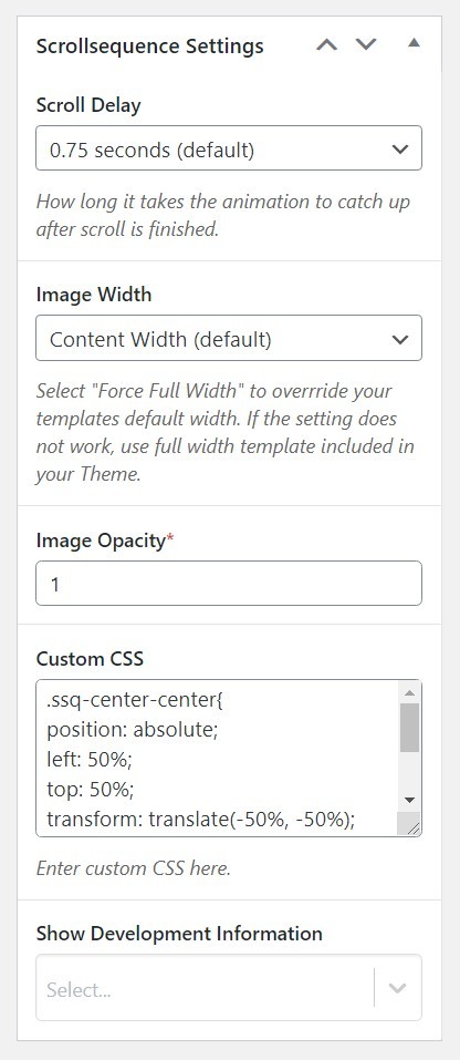 Full scroll animation settings