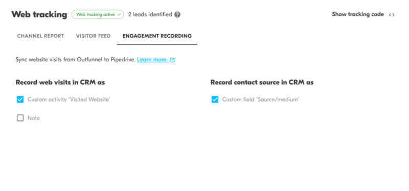 Sync web tracking to CRM