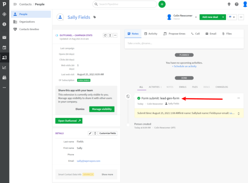 Contact in Pipedrive