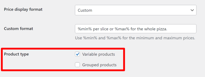Choose product types