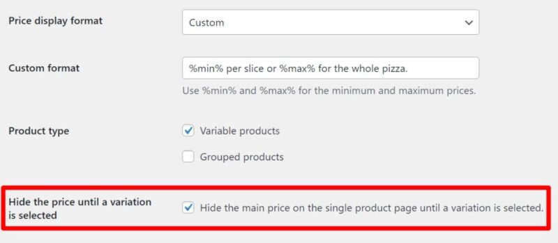 Hide the price