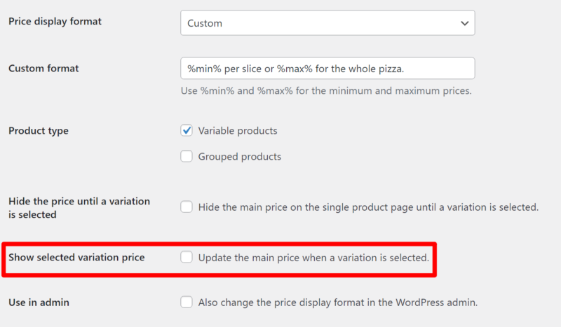 How to stop updating the main price