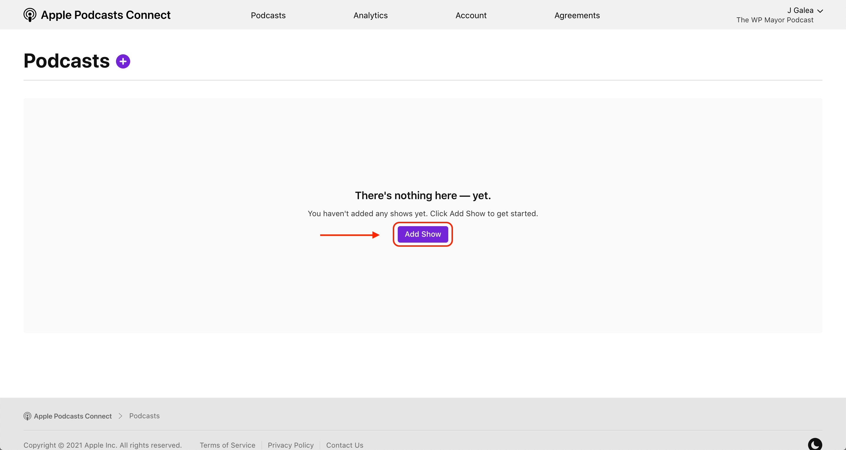 Apple Podcasts Connect - add your show