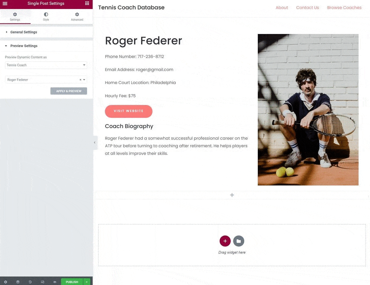 Example of a dynamic content site