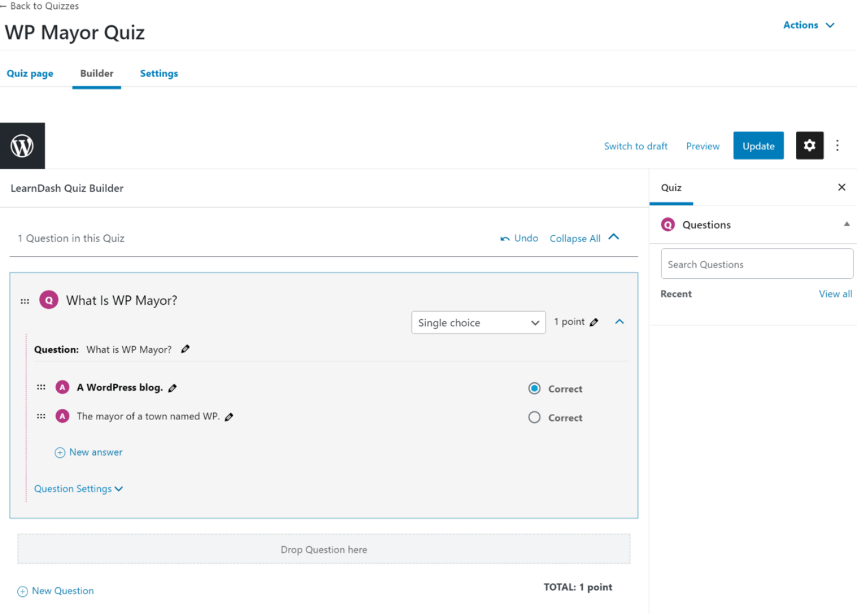 Creating a quiz