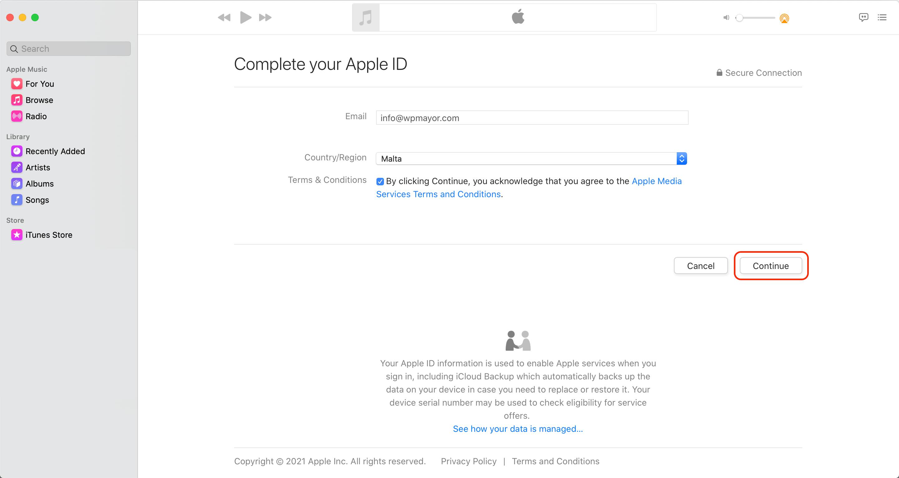 Activate your Apple ID through iTunes.
