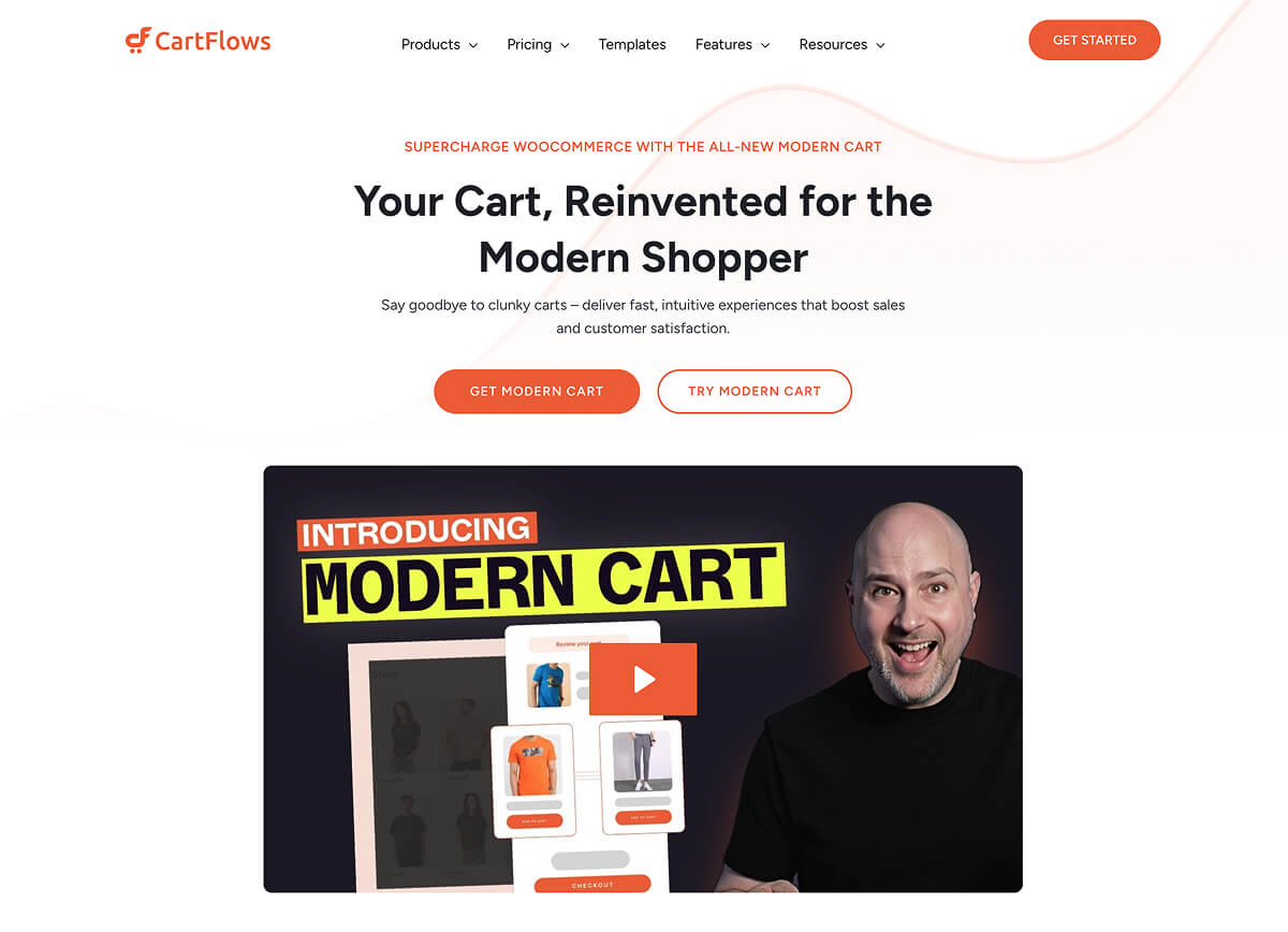 Modern Cart's website homepage.