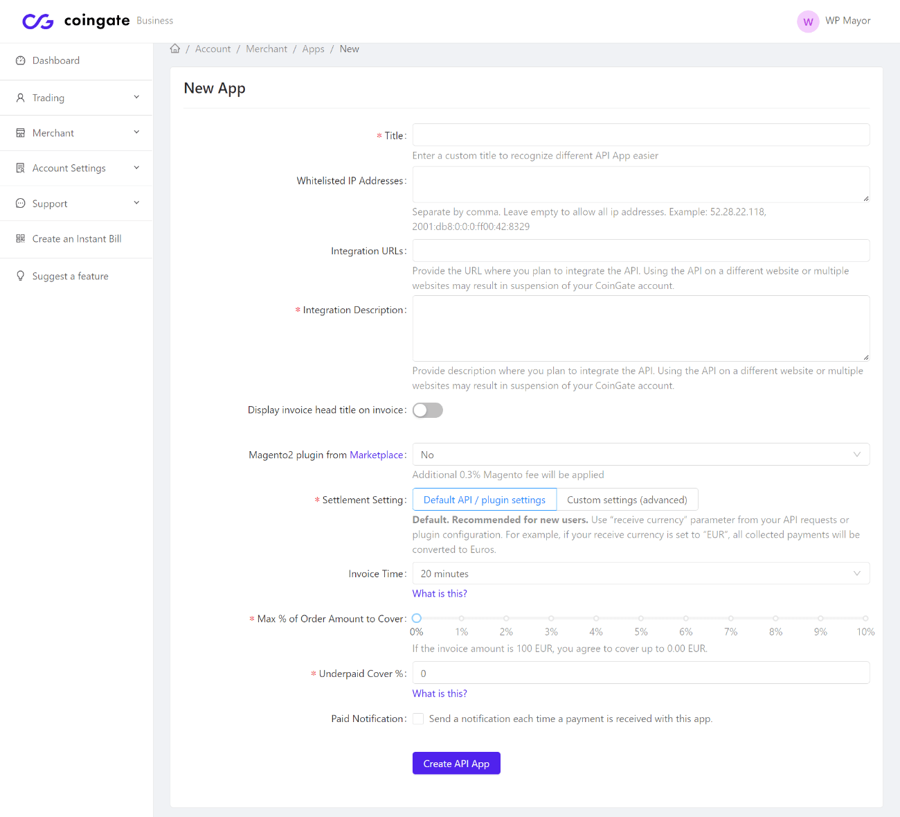 Create a new app
