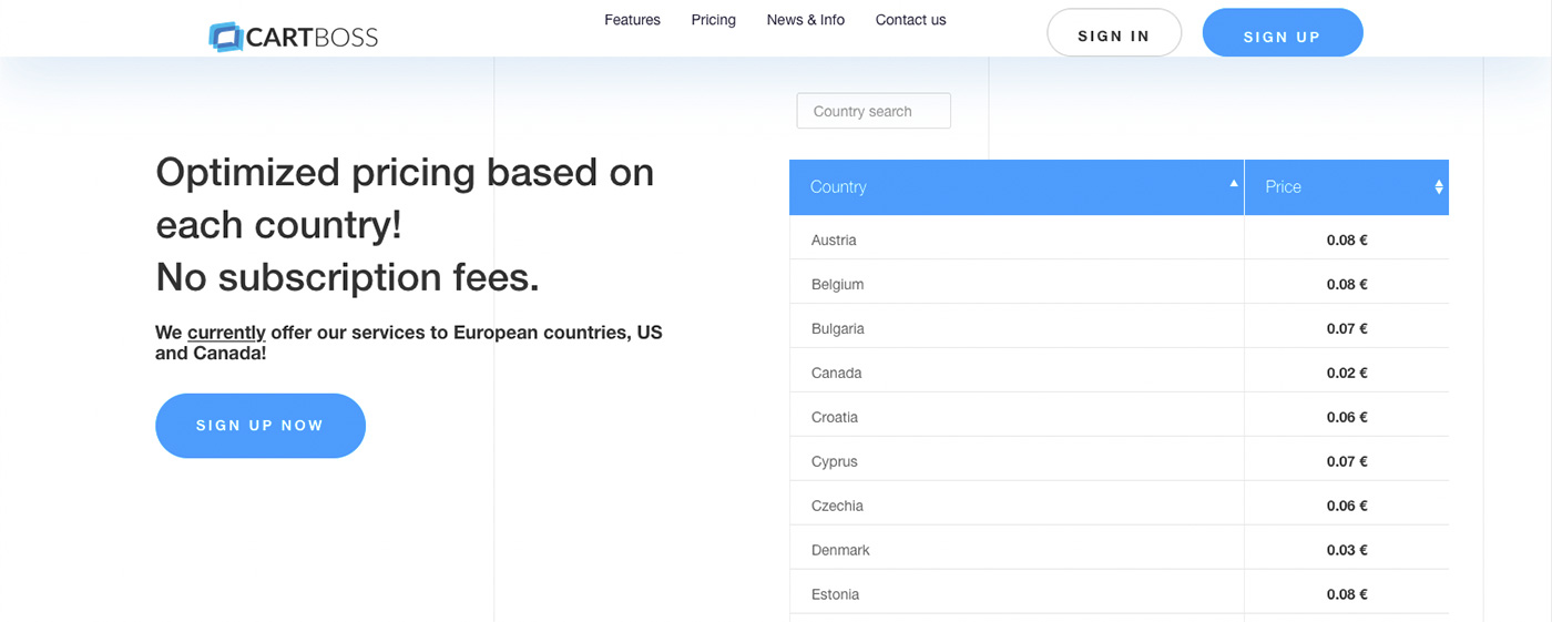 CartBoss pricing page