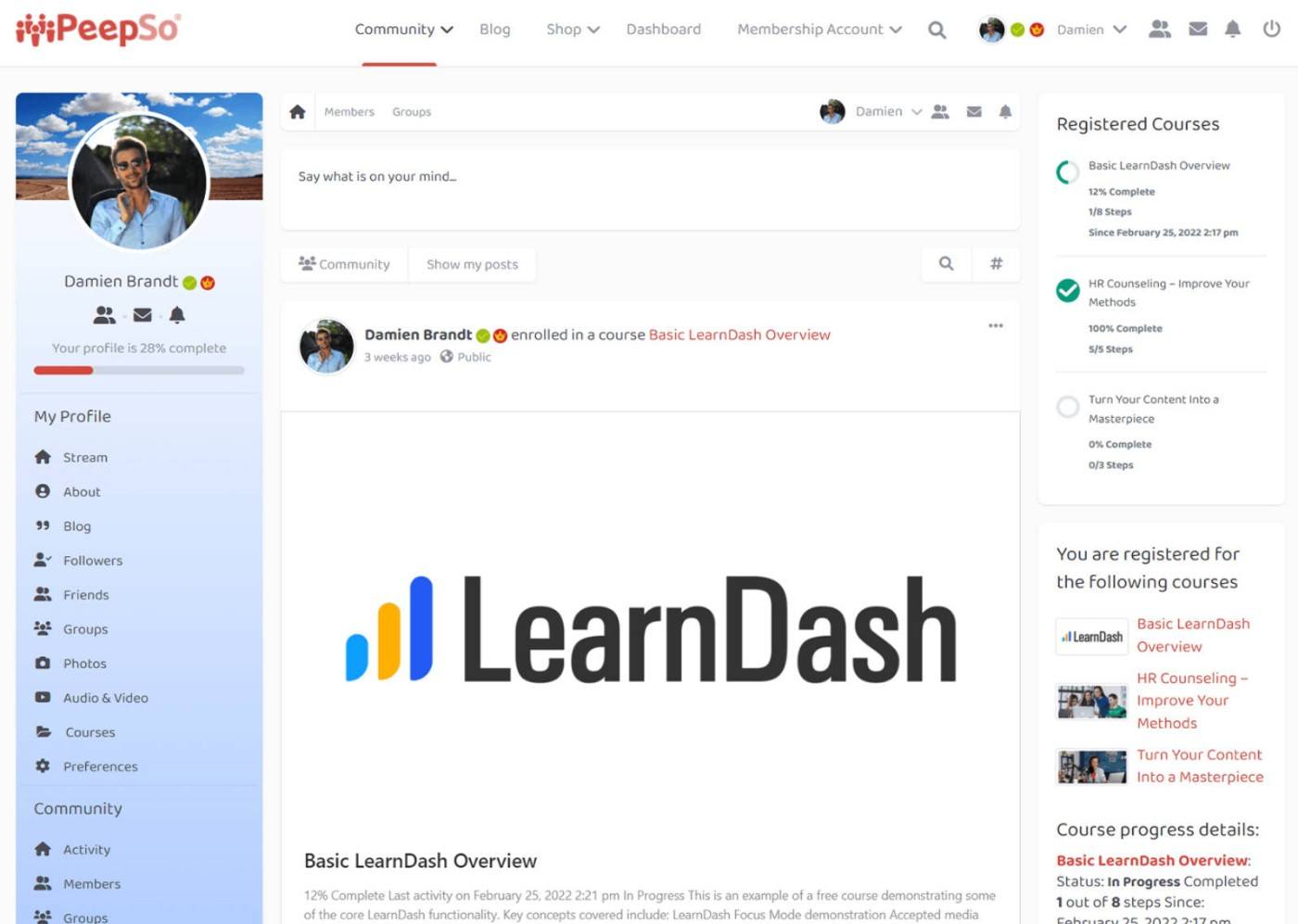 PeepSo LearnDash integration