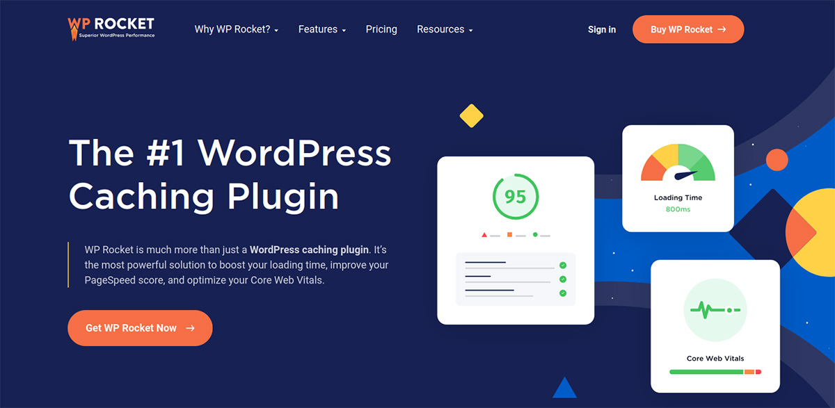 screenshot of WP Rocket website
