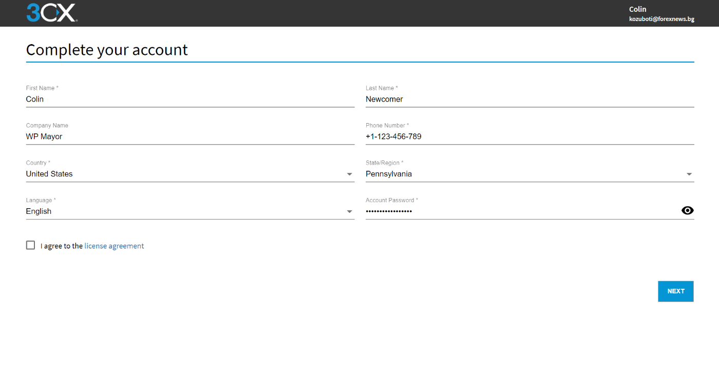 Account details