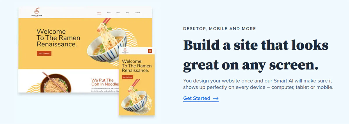 screenshot of Bluehost web builder service