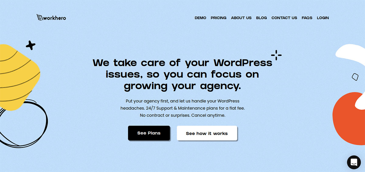 screenshot of Work Hero website