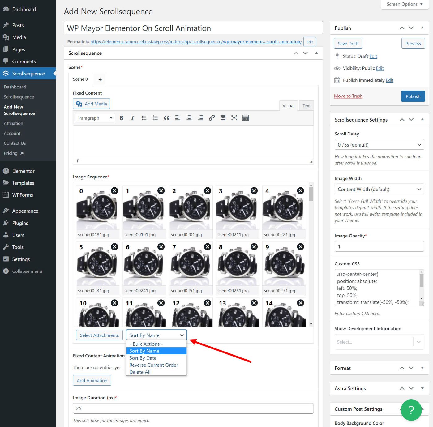 Add images to the scene to create animation on scroll in Elementor