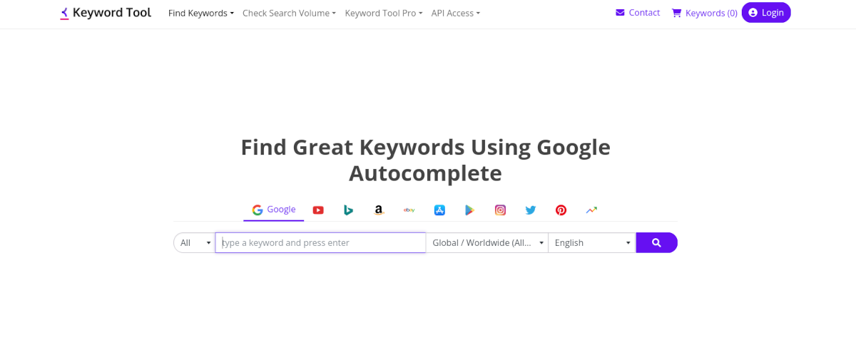 Keyword Tool website