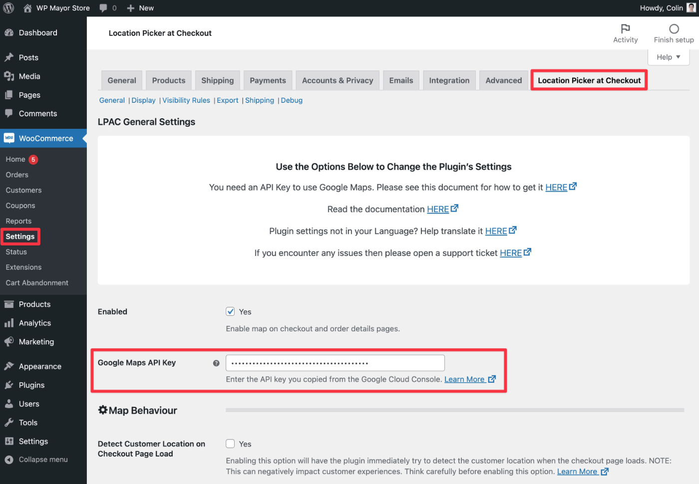 Add Google Maps API key