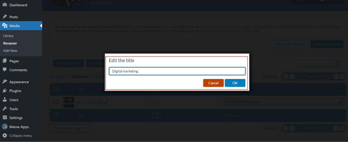 Setting a new image file name.
