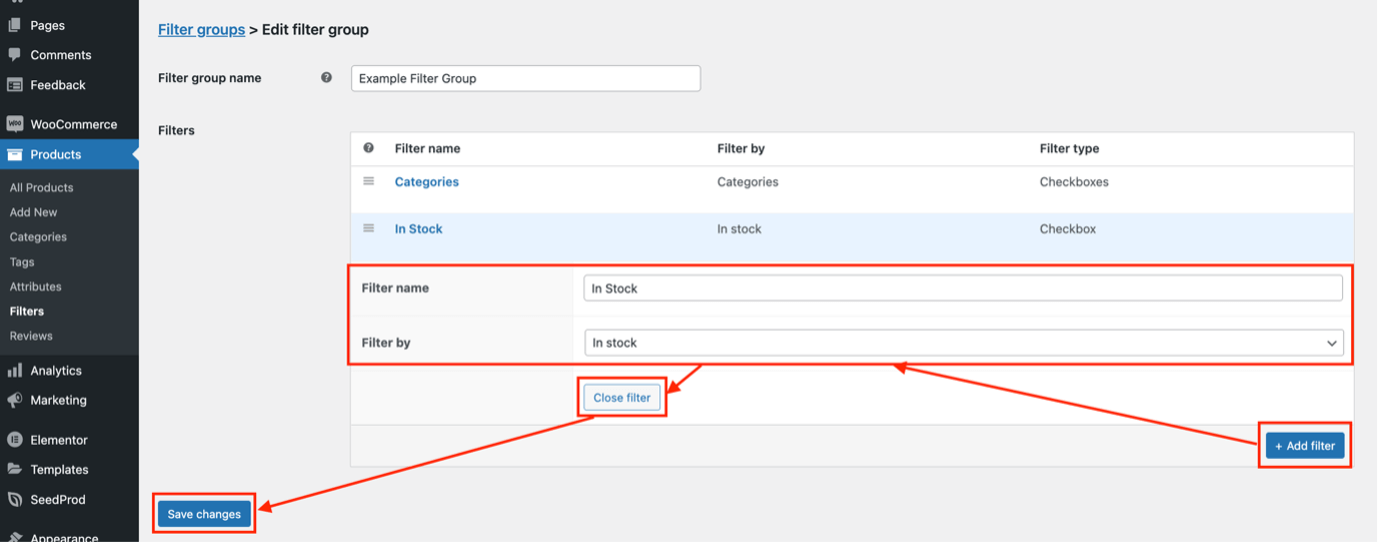 Step 4 - adding more filters to the filter group