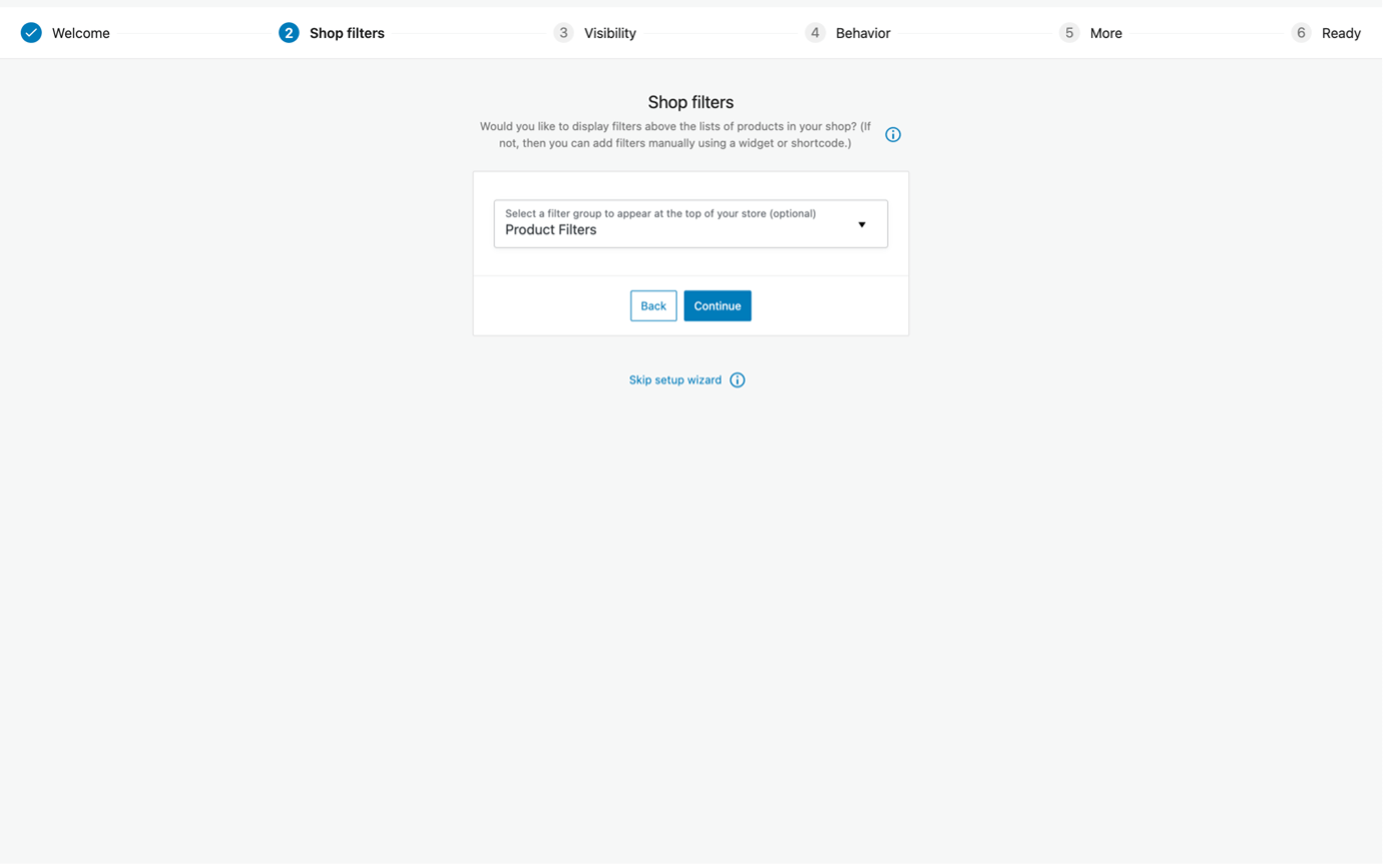 Step 3 - choosing whether the filters are to be displayed or not on the products pages of the store