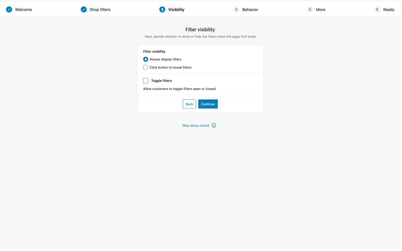 Step 4 - configuring the visibility of the filters