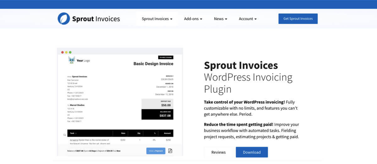 Sprout Invoices for WordPress.