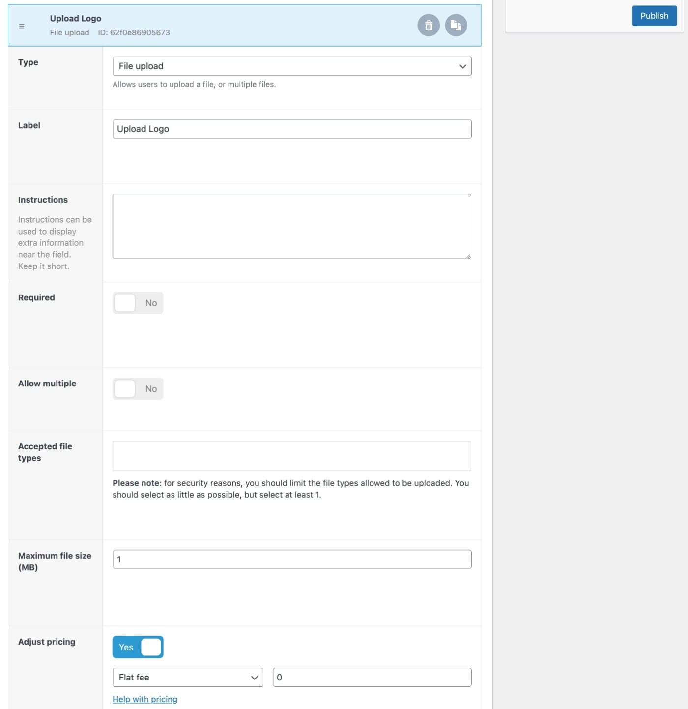 Upload logo options