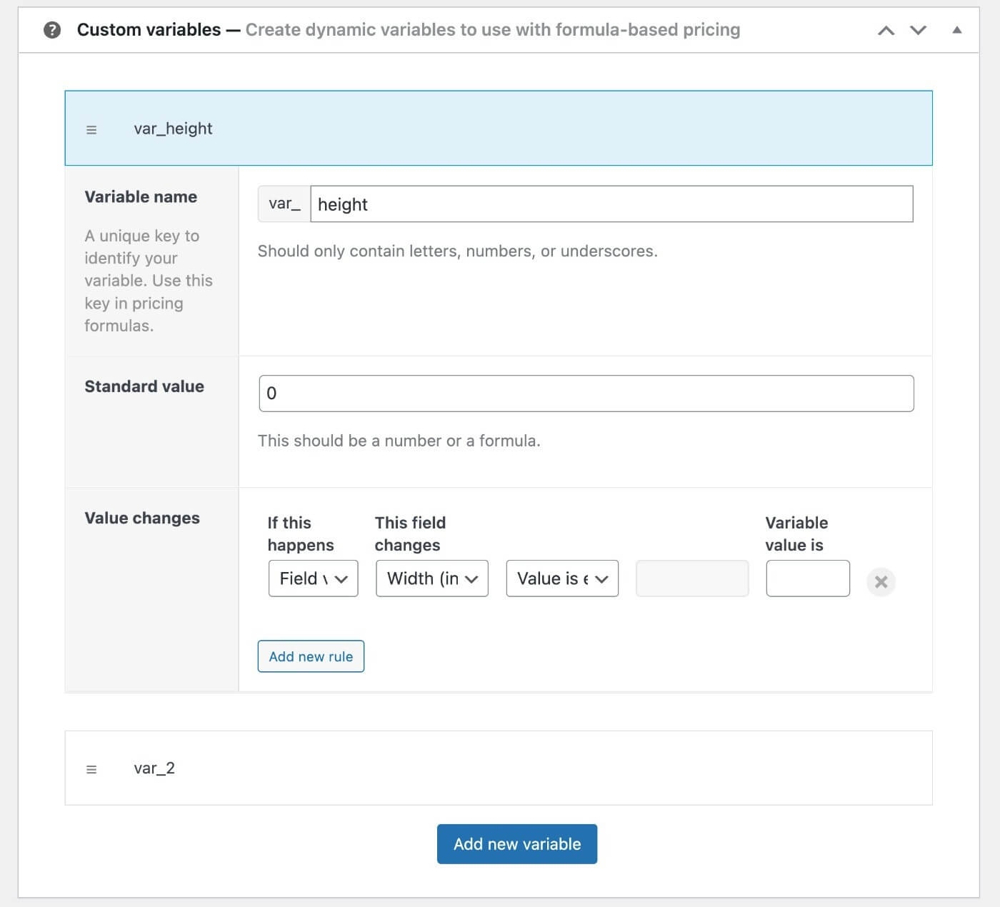 Using custom variables for pricing