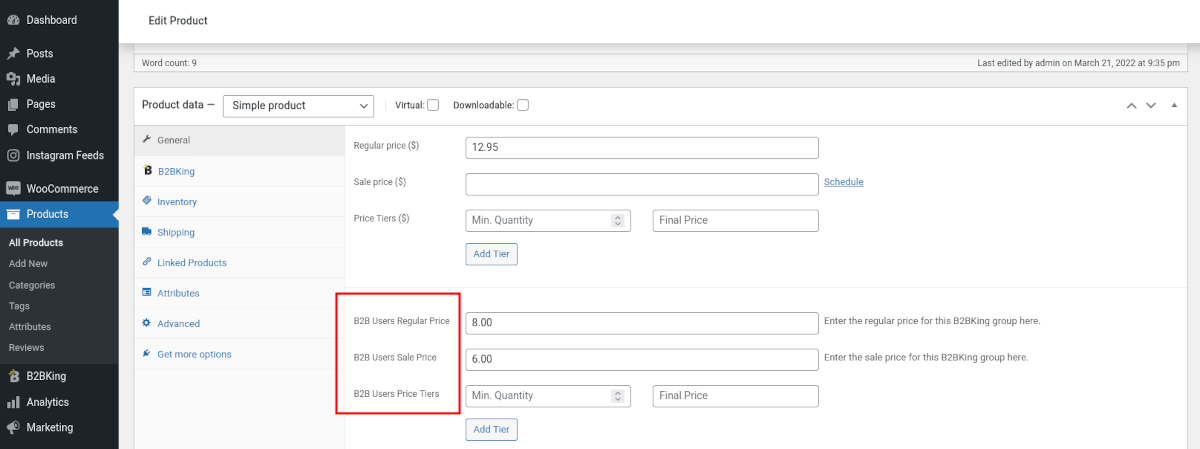 WooCommerce menu