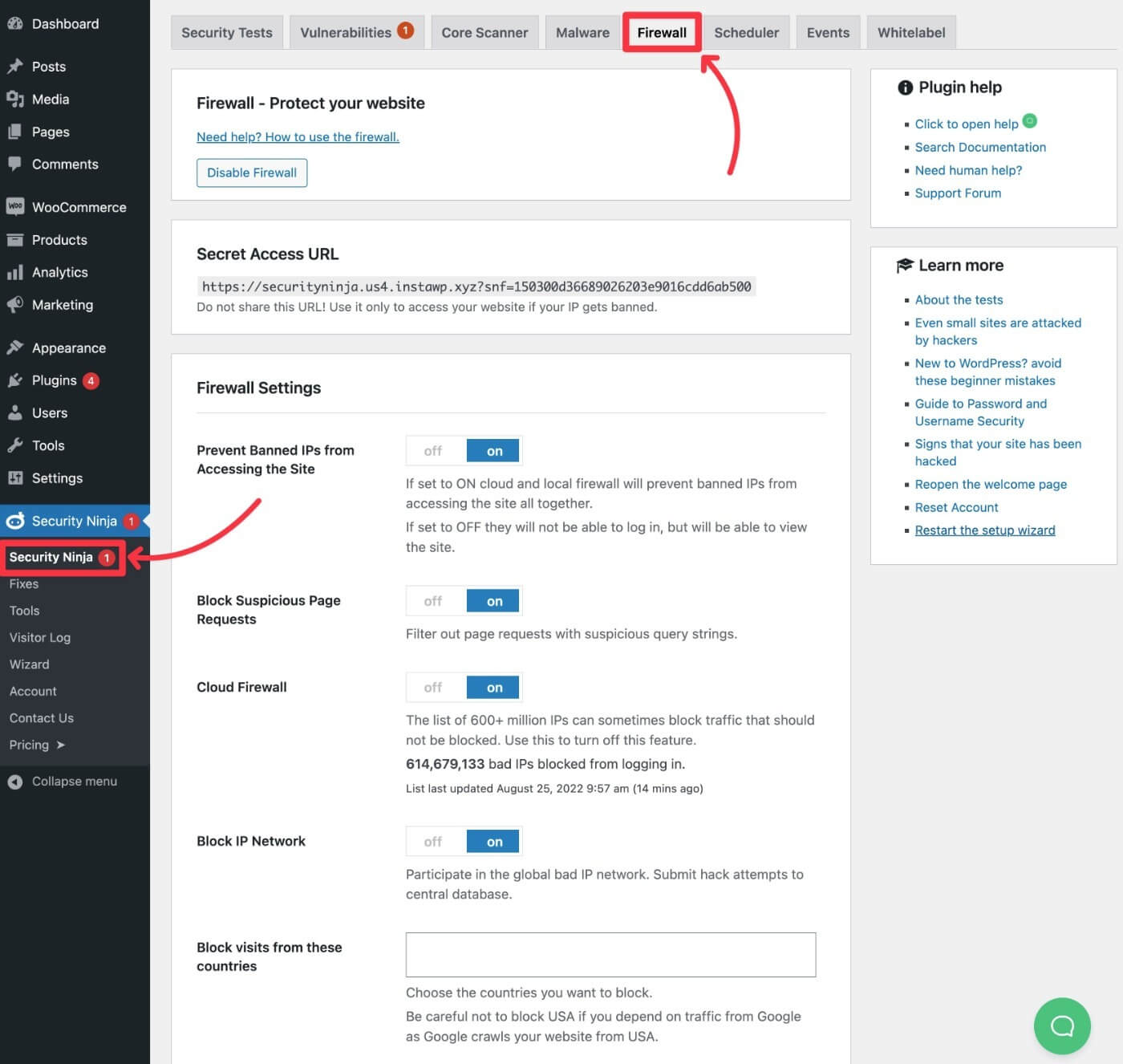 Firewall settings
