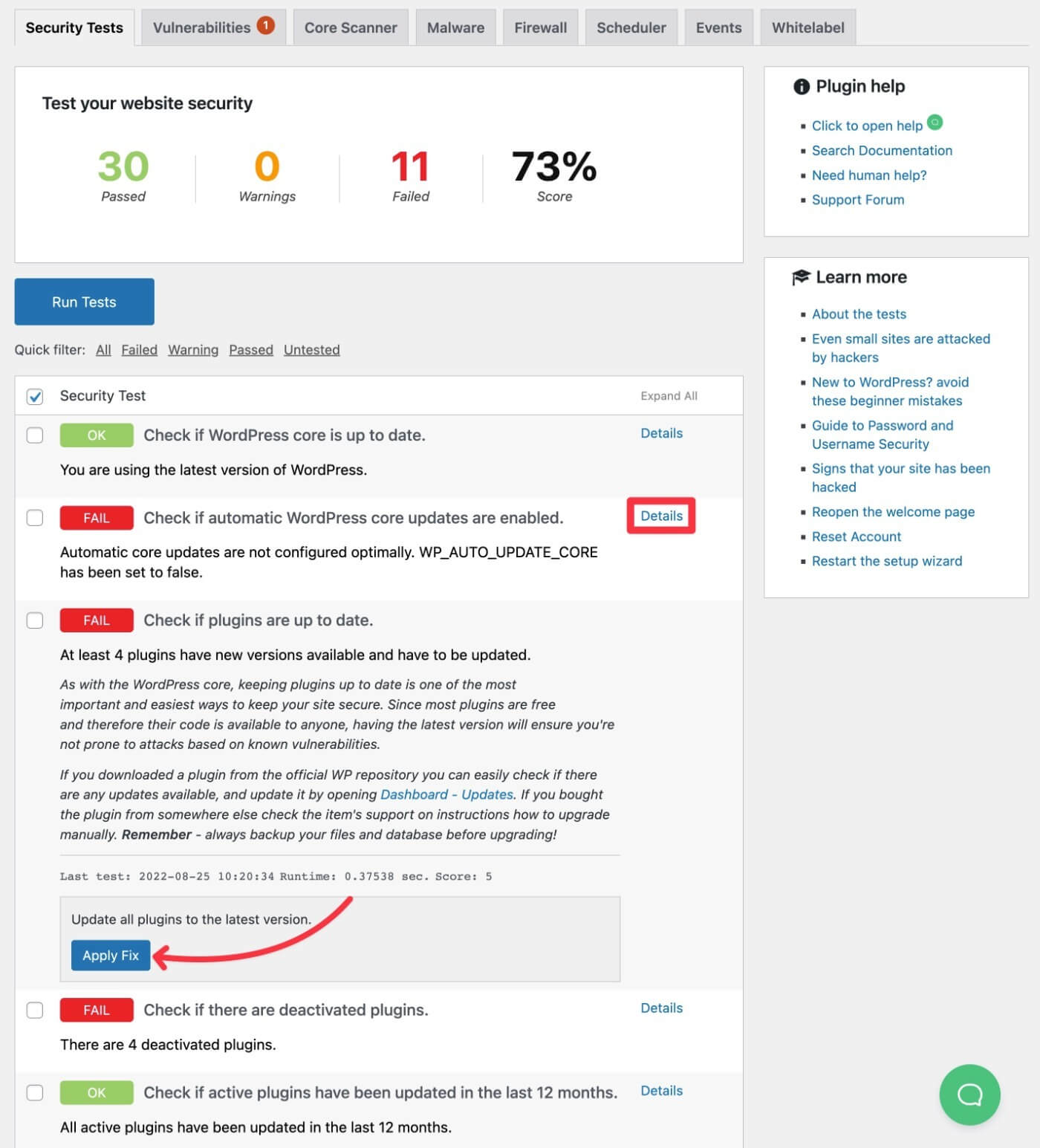 Test results