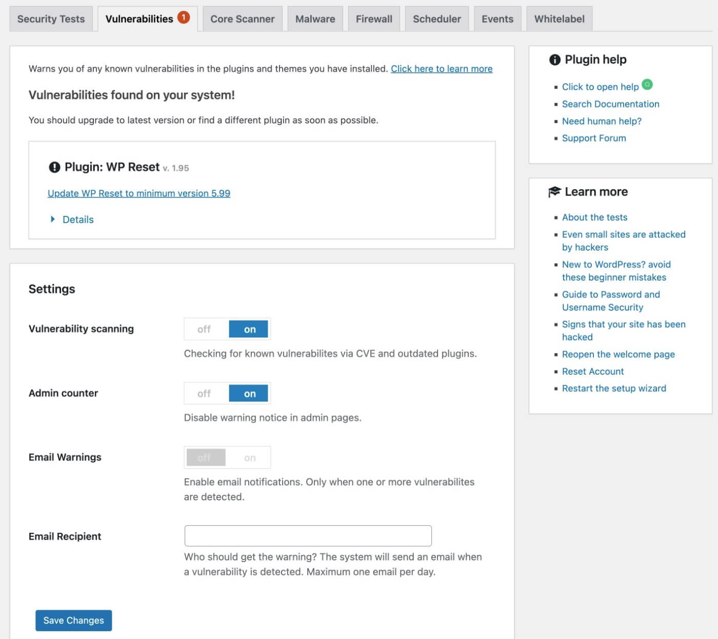 Vulnerability scanning
