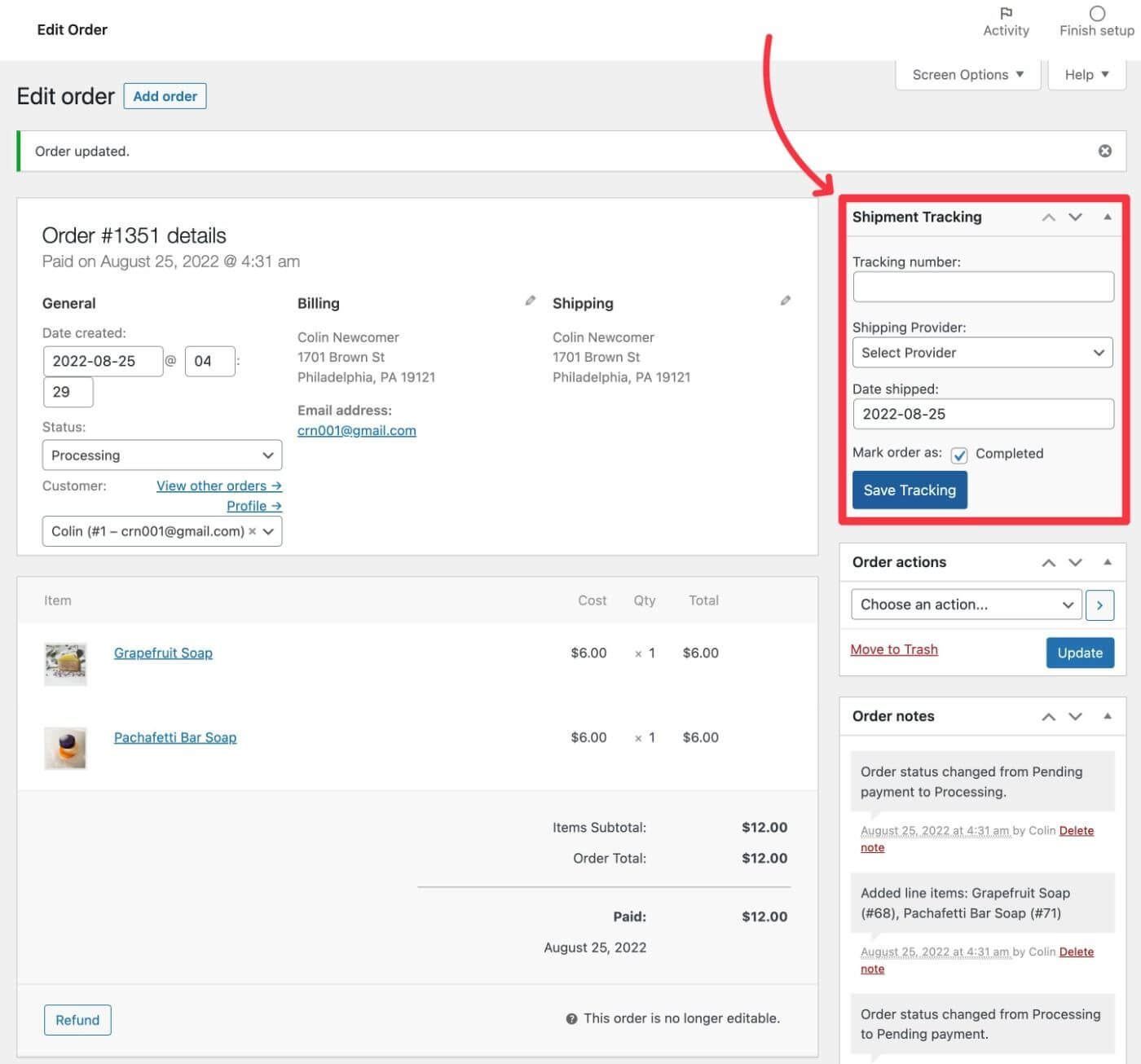 Add tracking details using Advanced Shipment Tracking