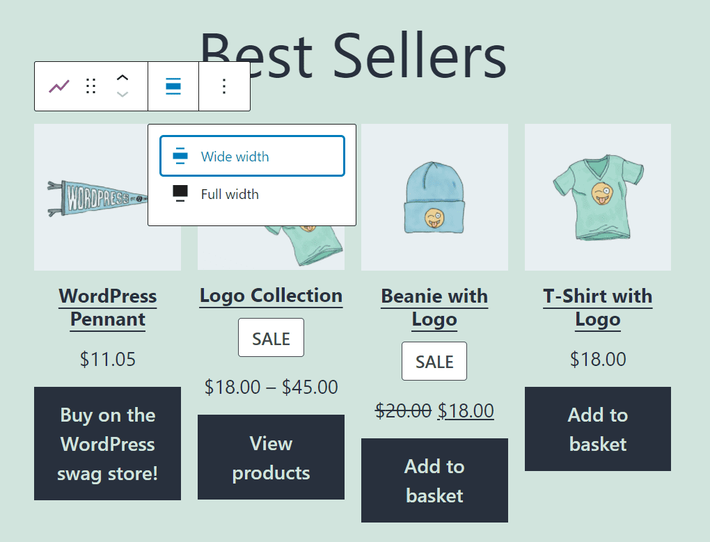 WooCommerce Best Selling Products block in WordPress.