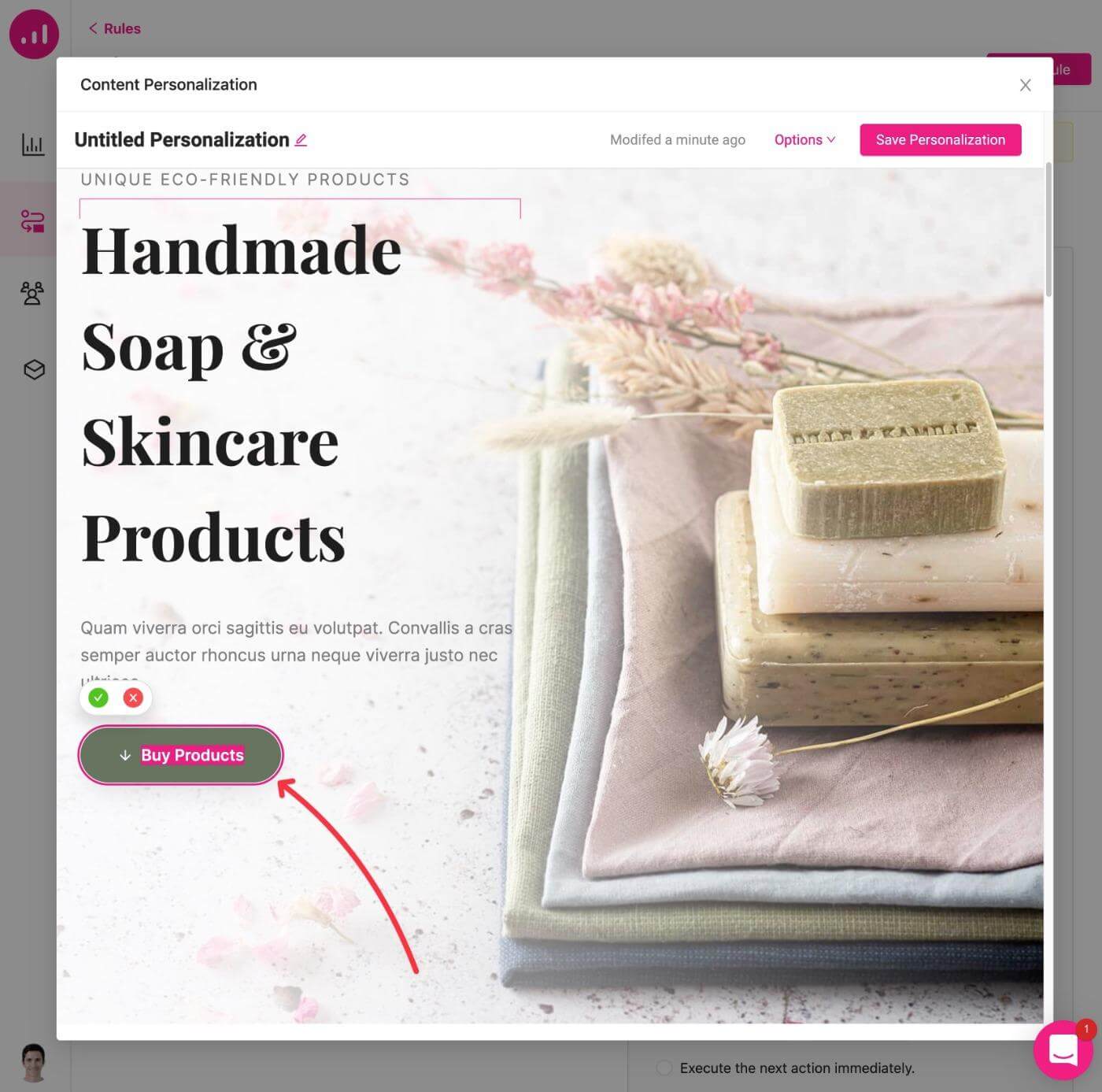 Visual interface to personalize website