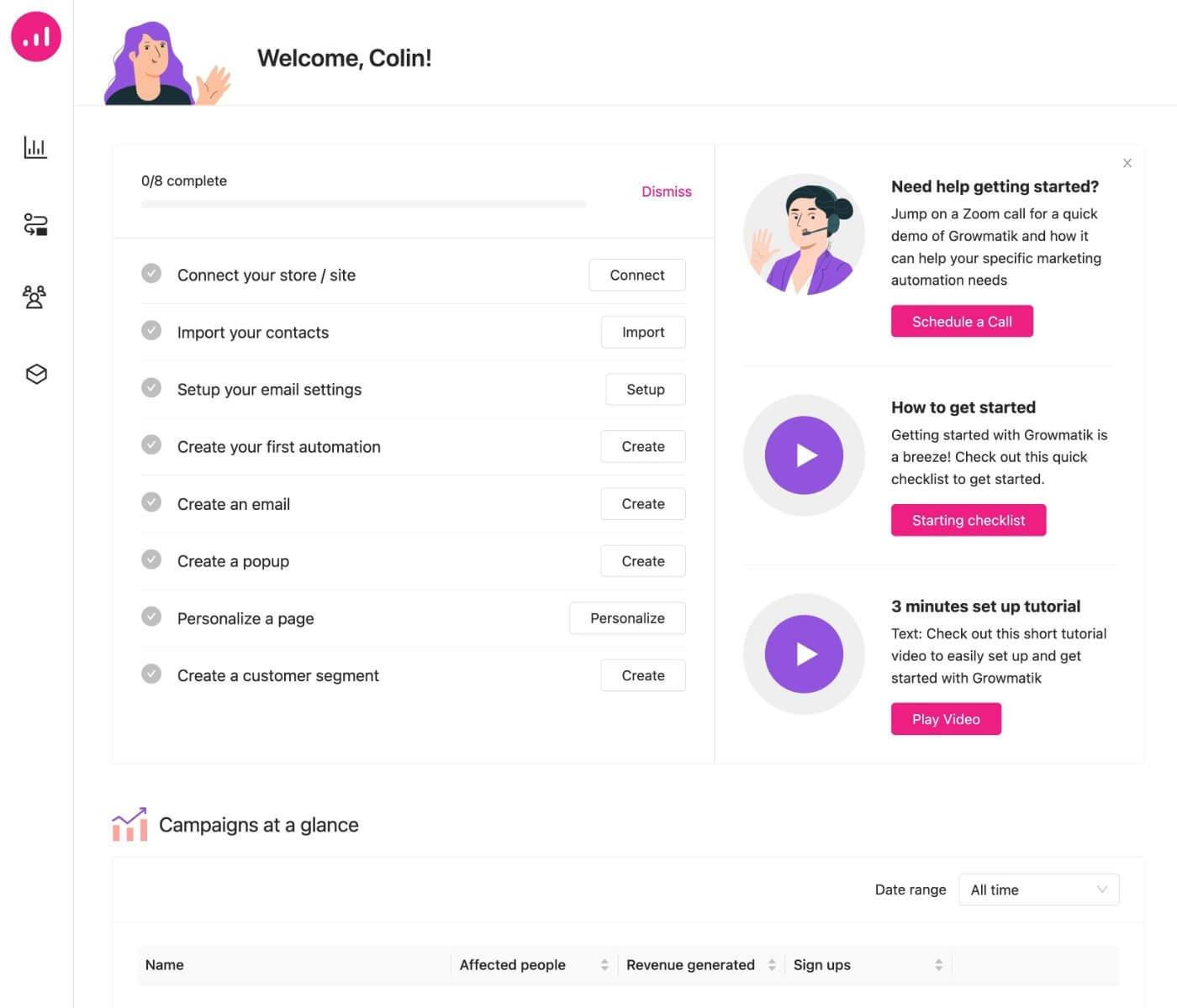 Growmatik dashboard