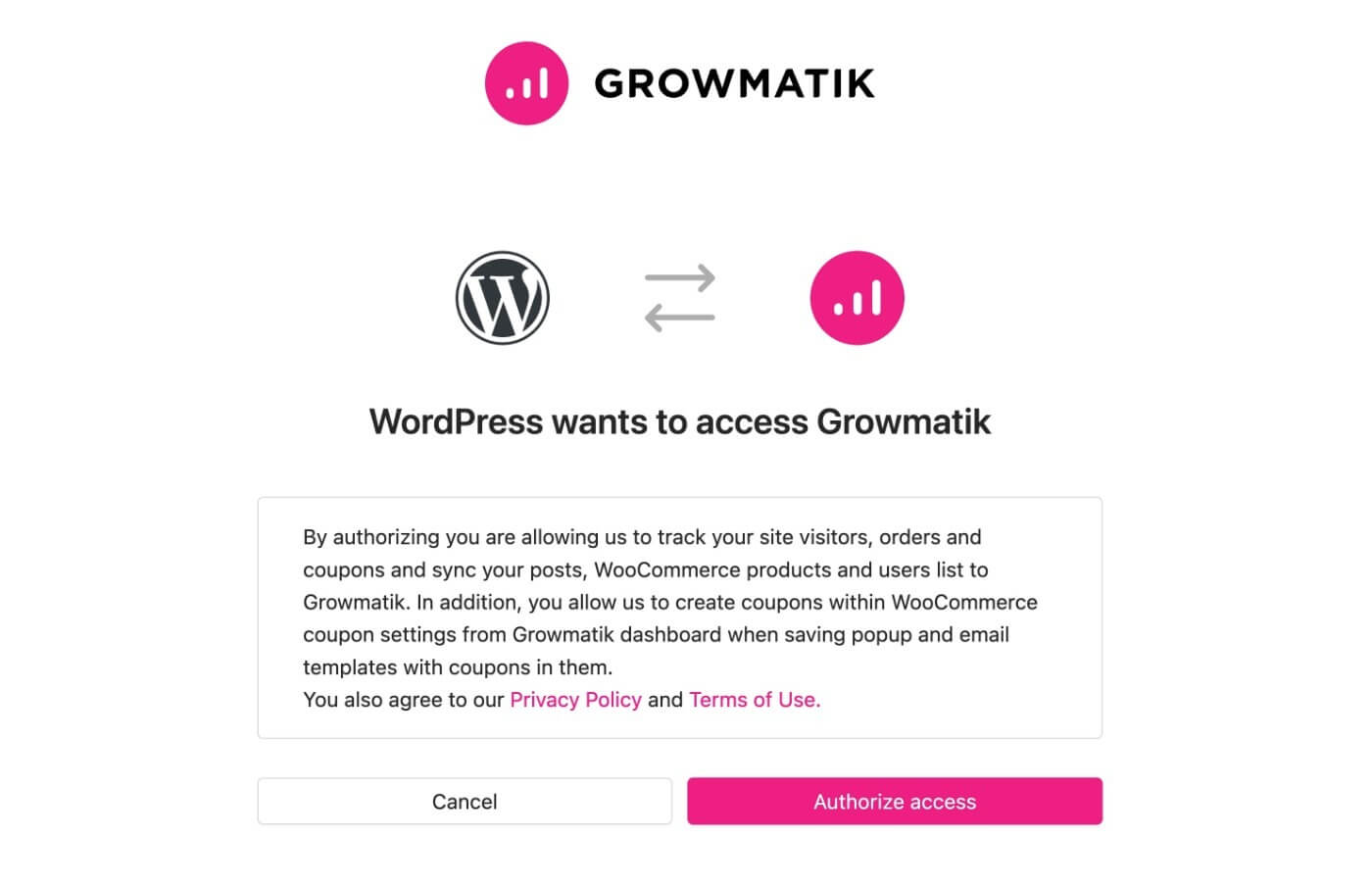 Growmatik WordPress auth