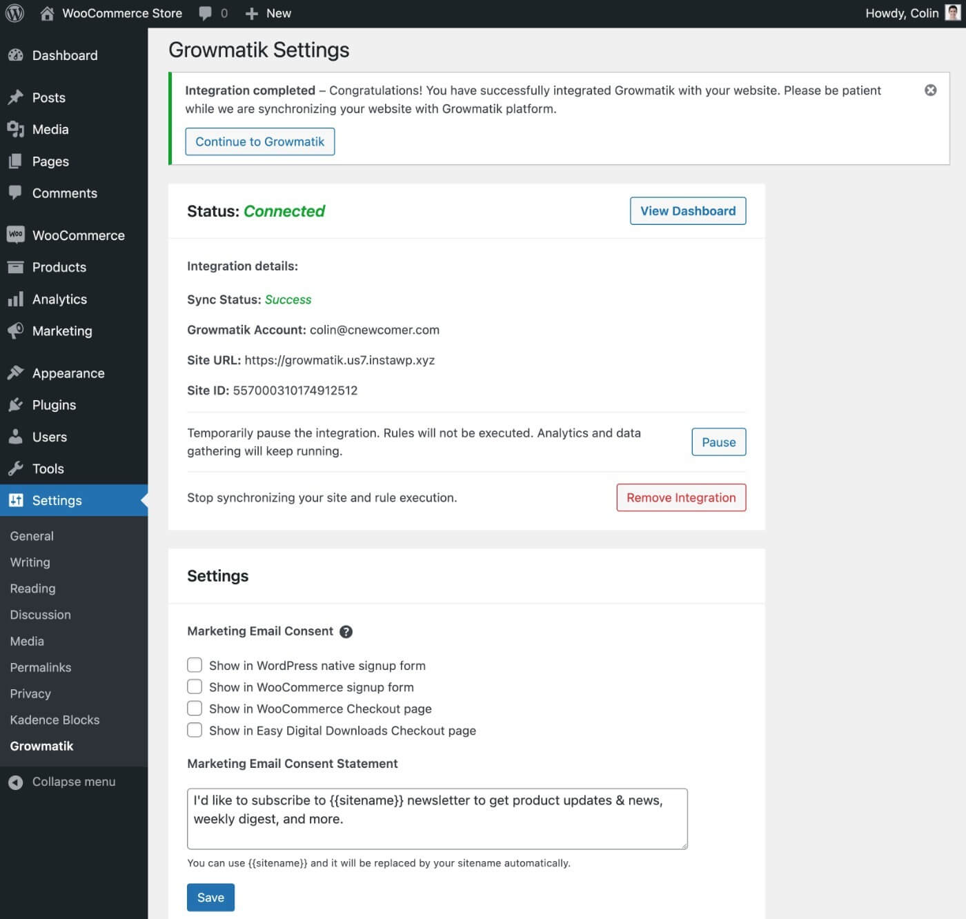 plugin settings