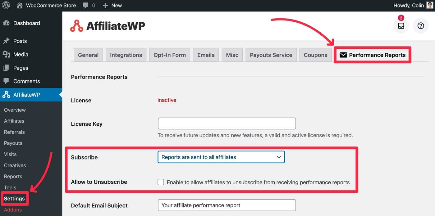 Configure subscribe behavior
