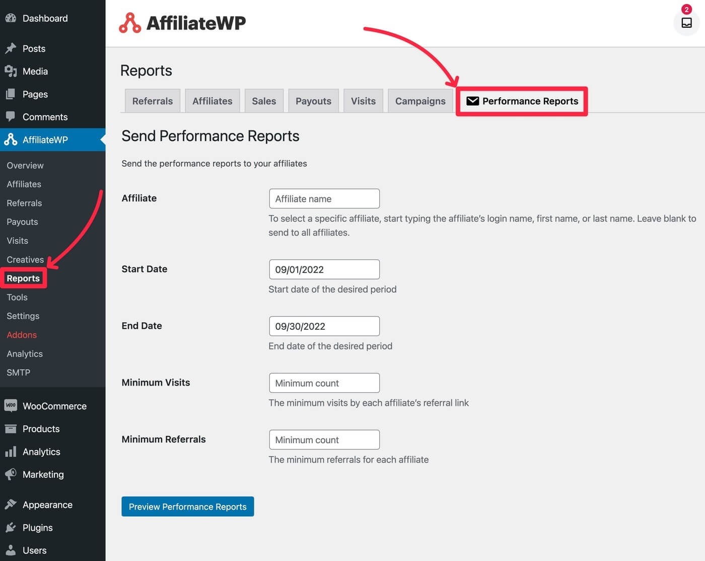 Send a performance report